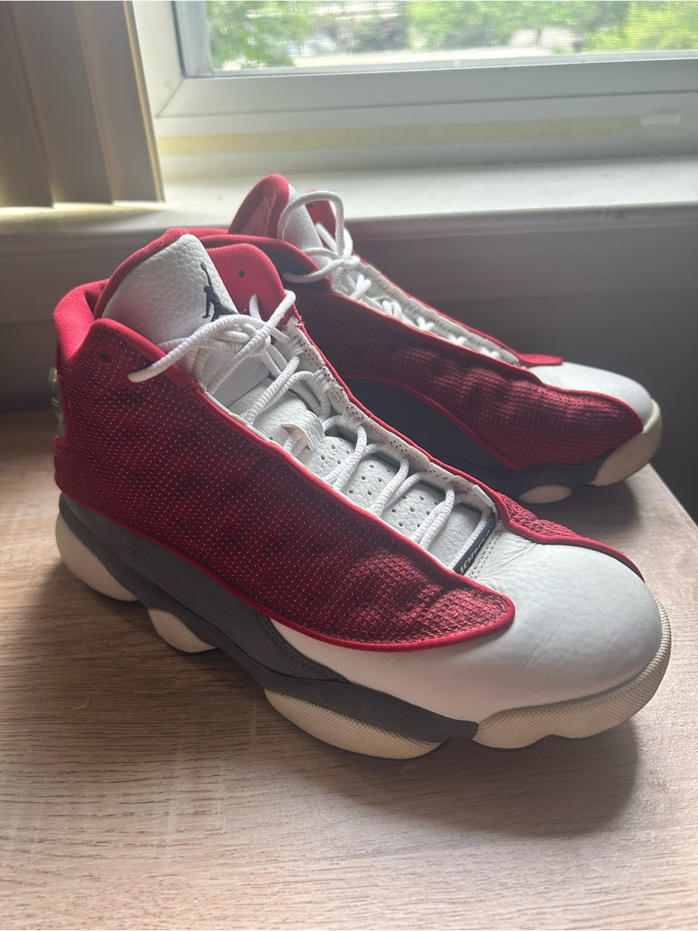 Jordan Red and White Retro Basketball Sneakers
